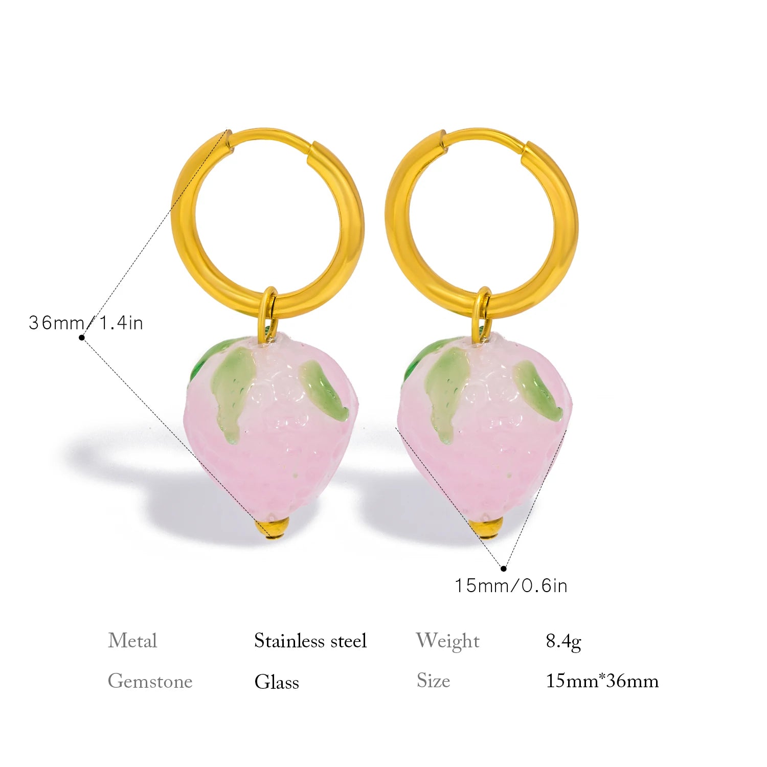 Glass Strawberry Drop Earrings