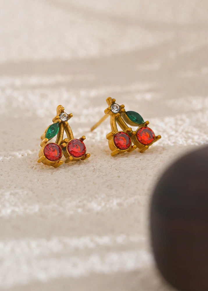 Zircon Cherry Stud Earrings