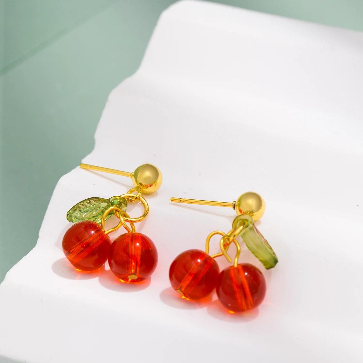 Clear Cherry Earrings & Necklace