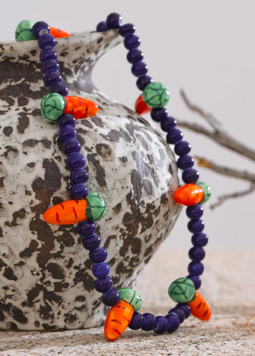 Blue Bead Carrot Necklace
