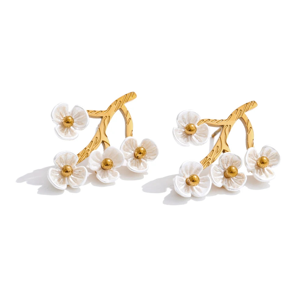 White Blossom Stud Earrings