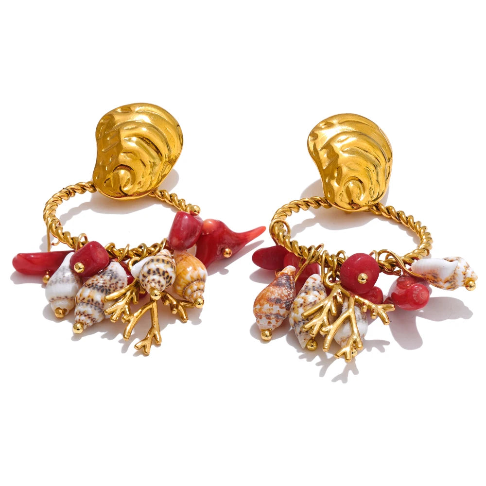 Conch Shell Dangle Earrings