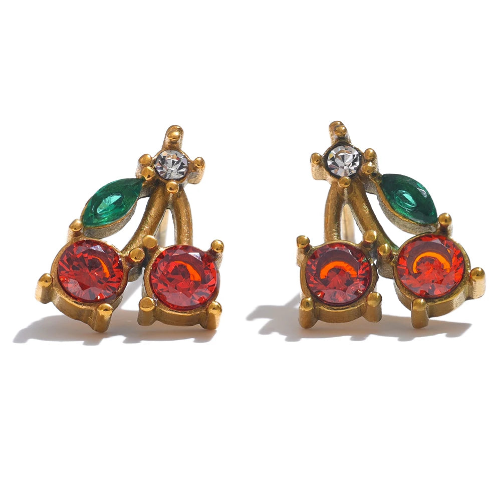 Zircon Cherry Stud Earrings