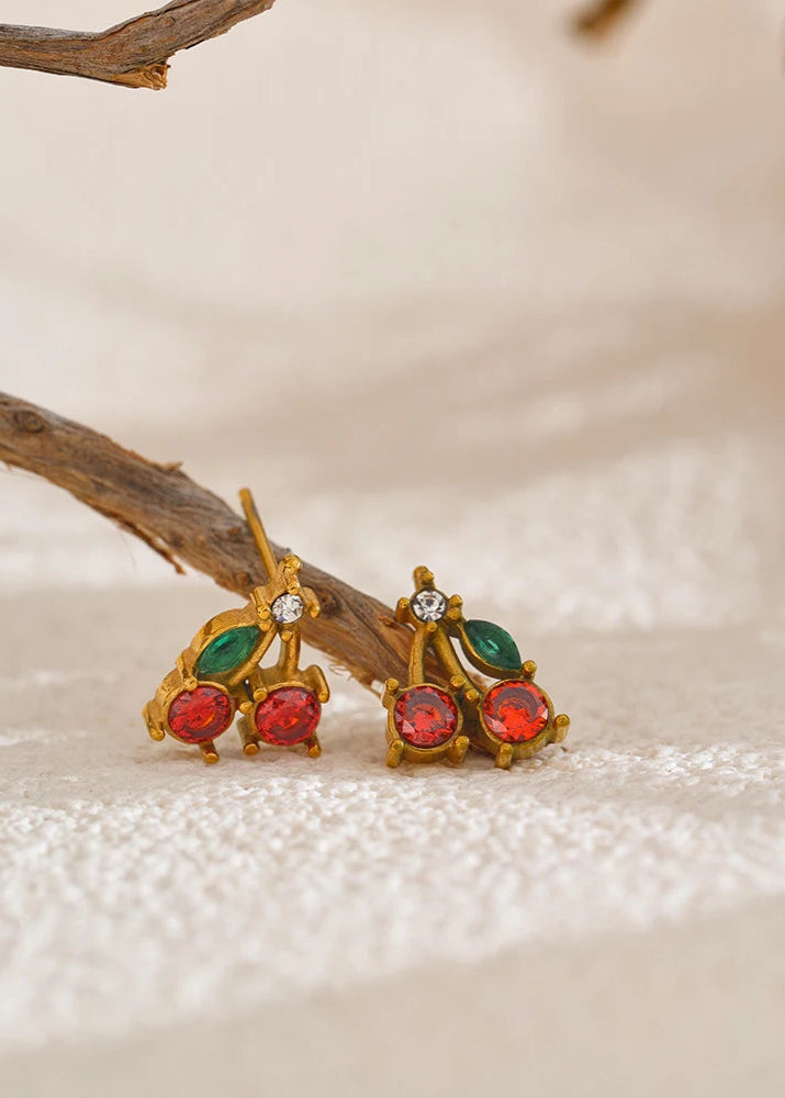 Zircon Cherry Stud Earrings