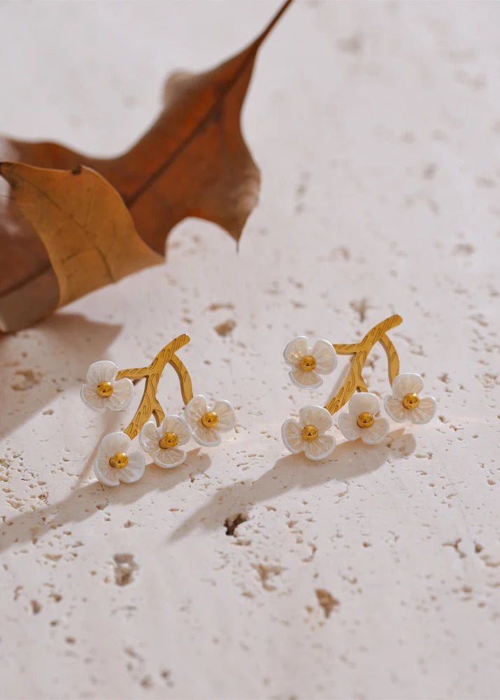 White Blossom Stud Earrings
