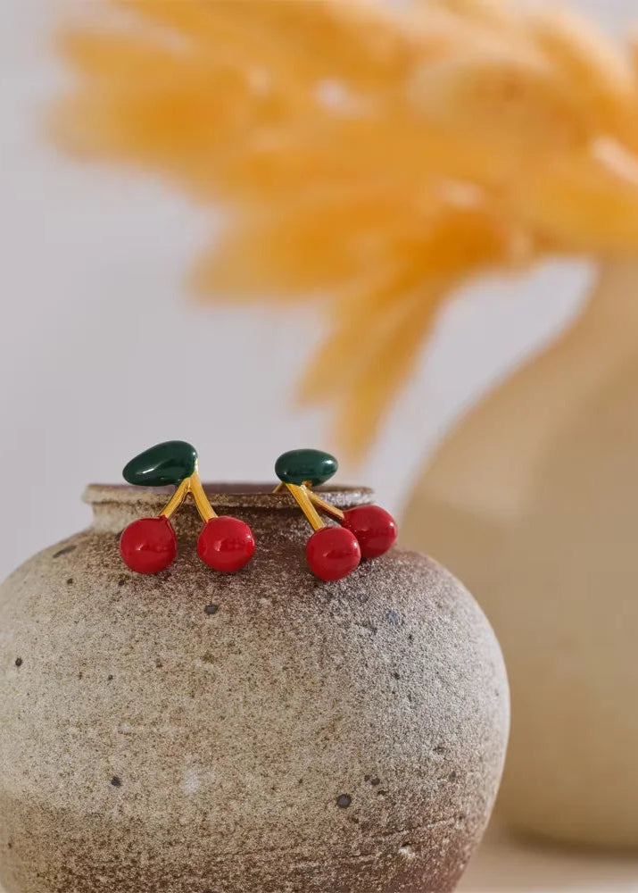 Sweet Cherry Pendant Earrings & Necklace