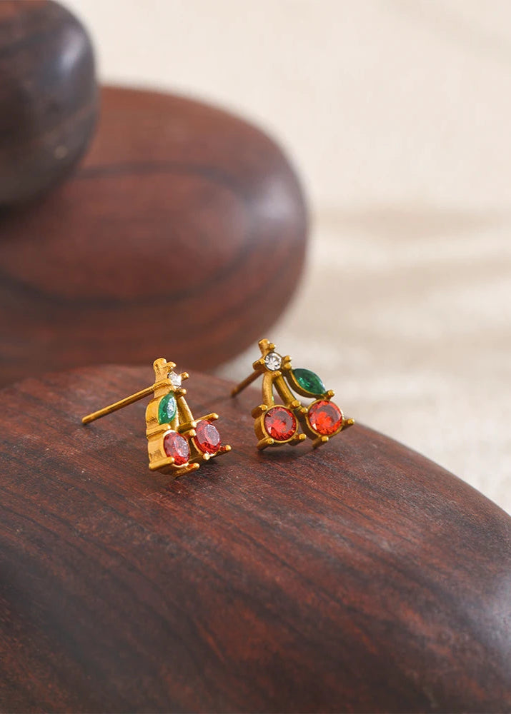 Zircon Cherry Stud Earrings