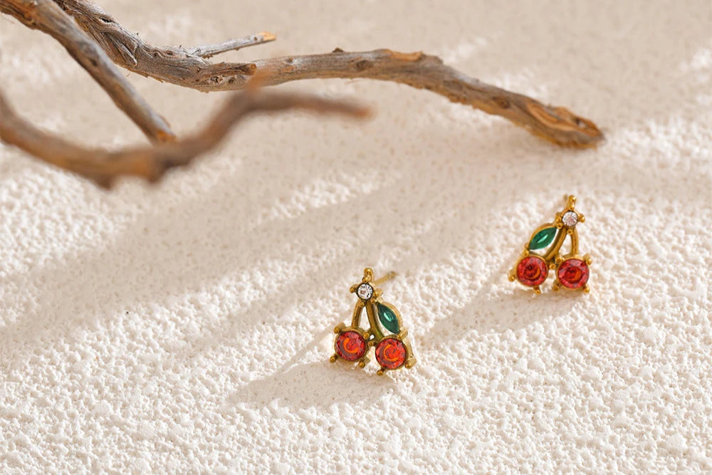 Zircon Cherry Stud Earrings