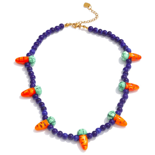 Blue Bead Carrot Necklace