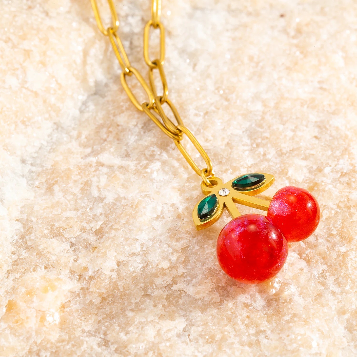 PInk Cherry Pendant Necklace