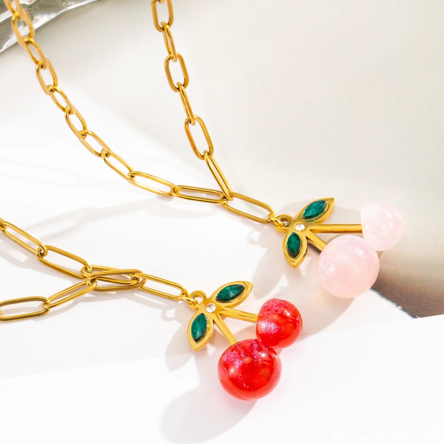 PInk Cherry Pendant Necklace