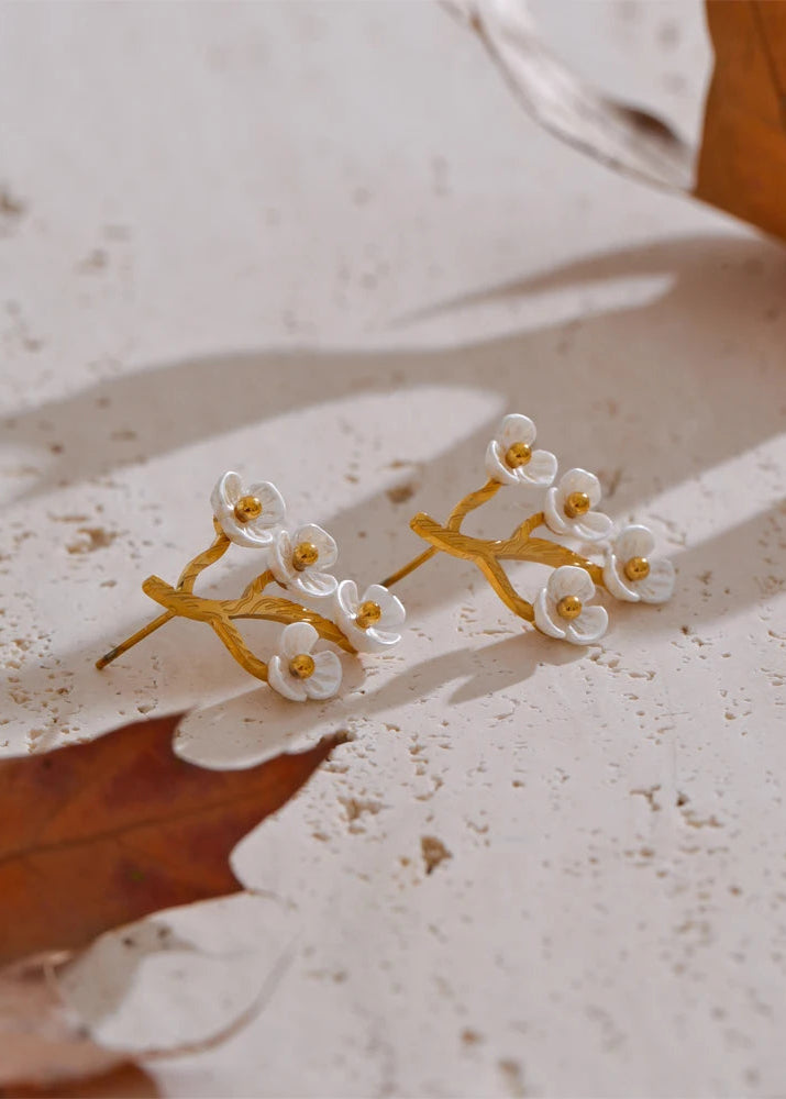 White Blossom Stud Earrings