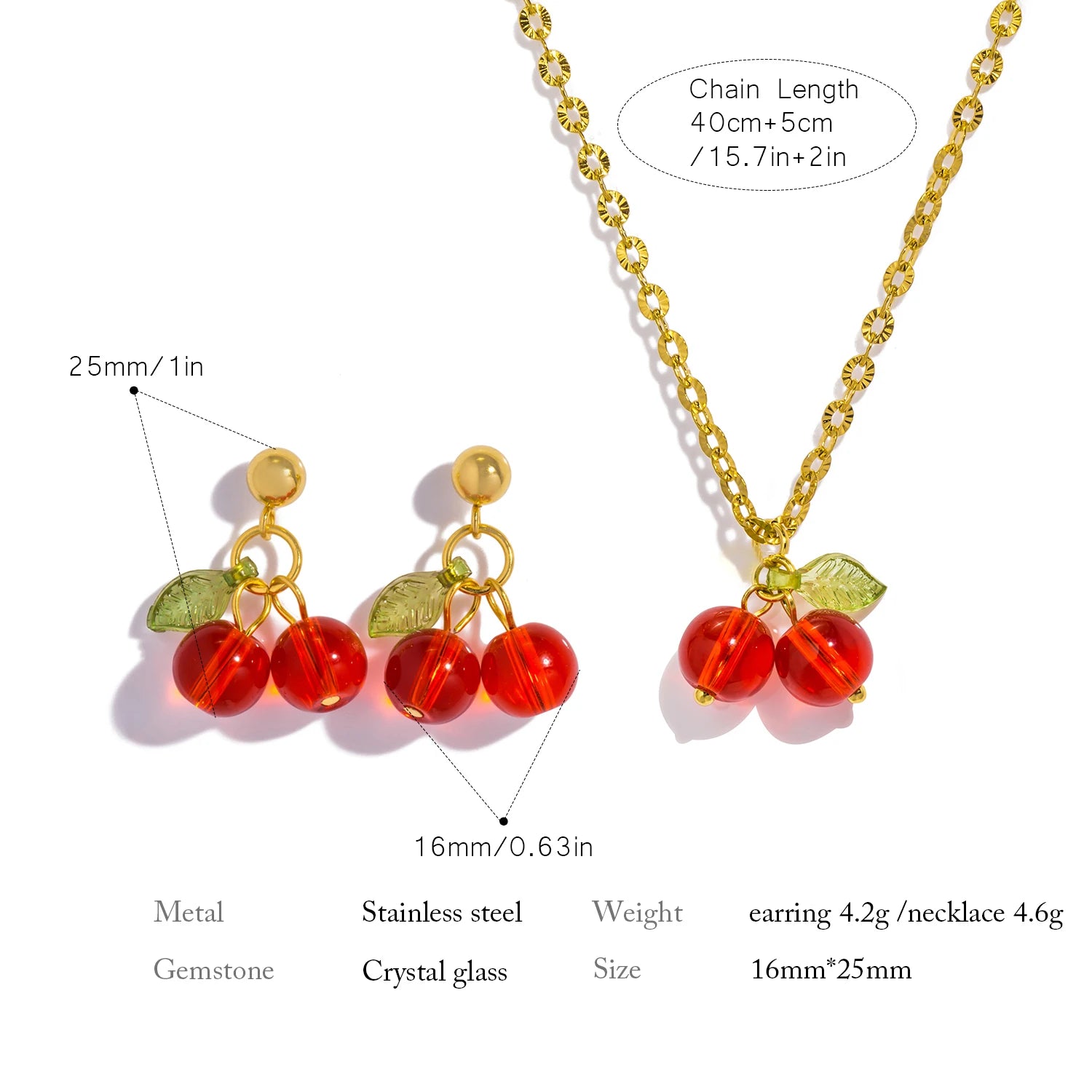 Clear Cherry Earrings & Necklace