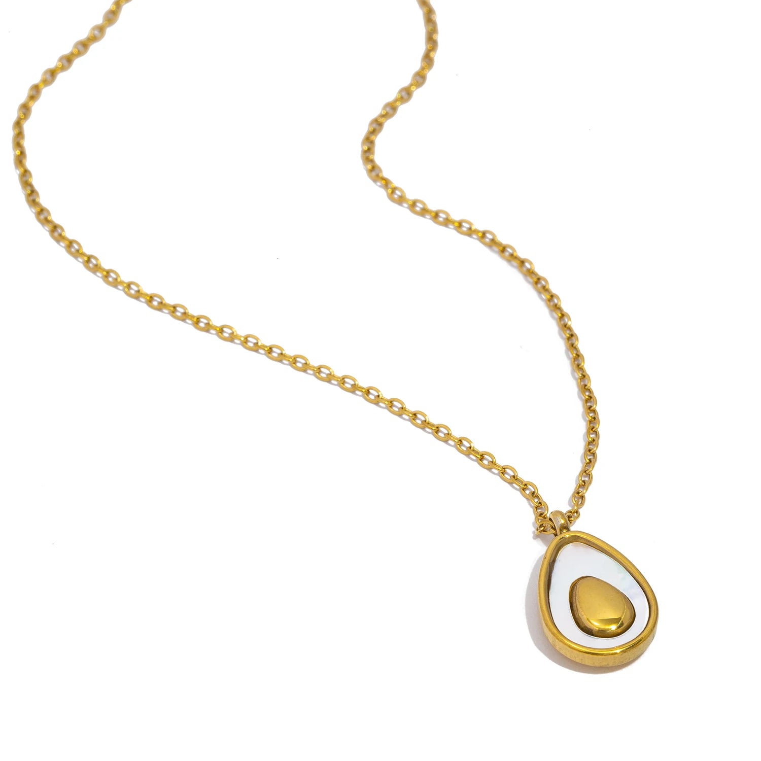 Two Tone Avocado Stud Earrings & Necklace
