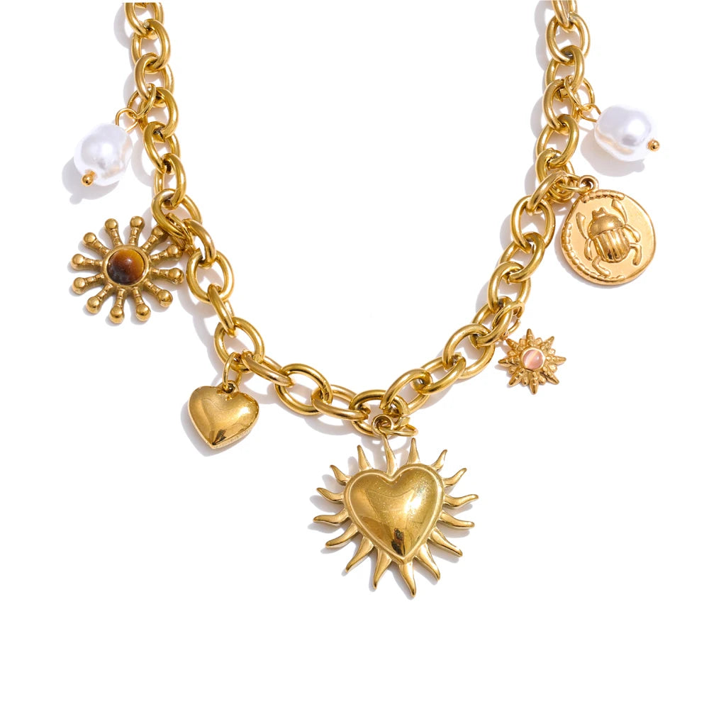 Summer Suns Heart Charm Necklace