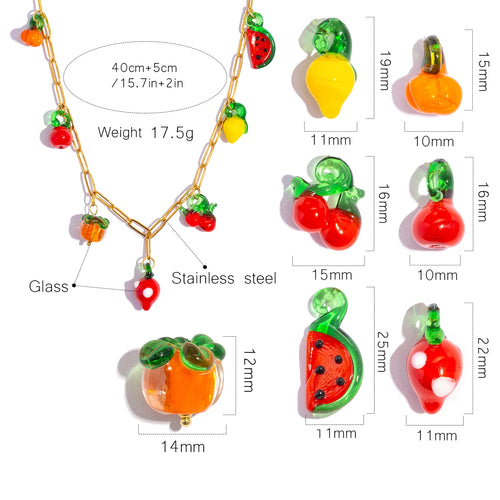 Assorted Fruit Charm Necklace