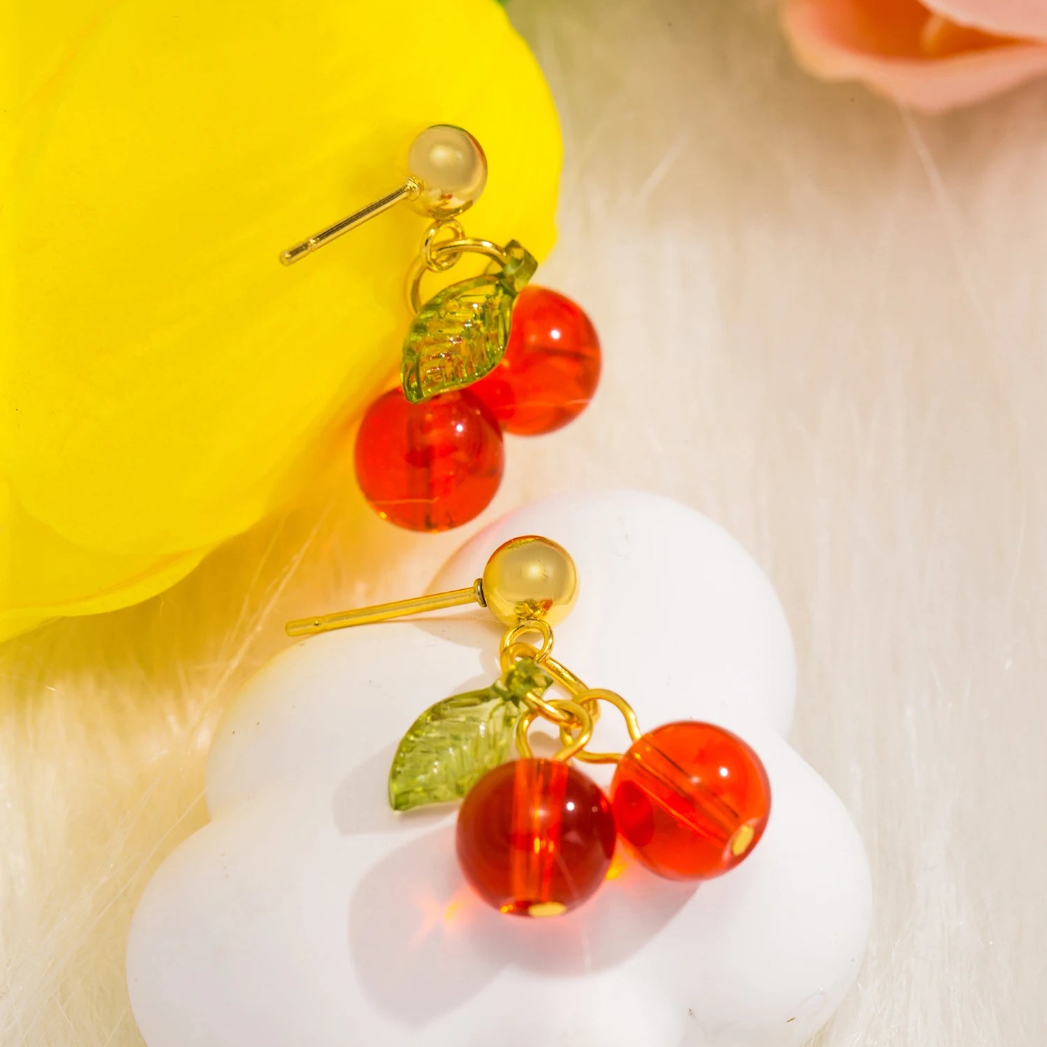 Clear Cherry Earrings & Necklace