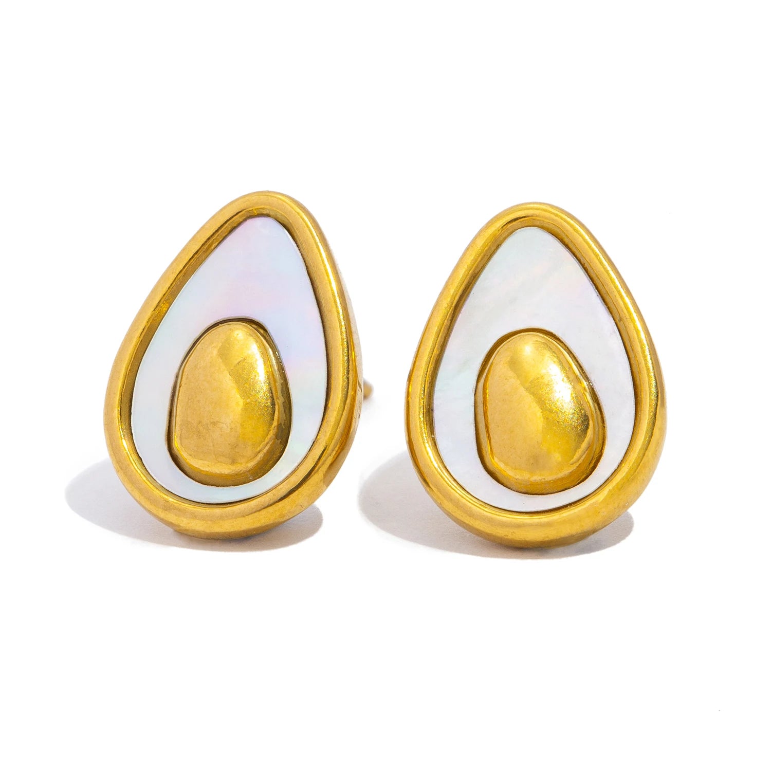 Two Tone Avocado Stud Earrings & Necklace