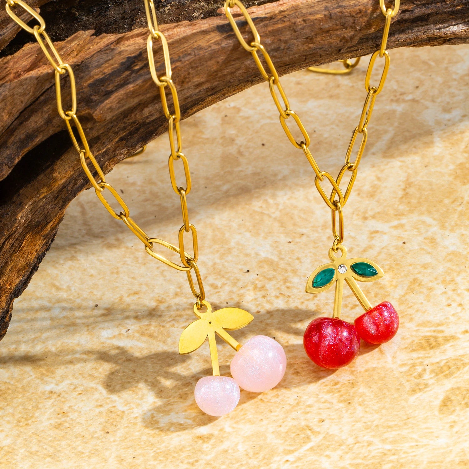 PInk Cherry Pendant Necklace
