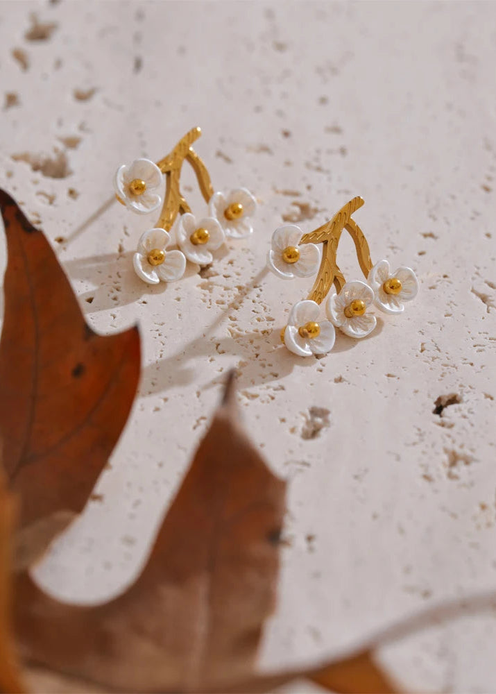 White Blossom Stud Earrings