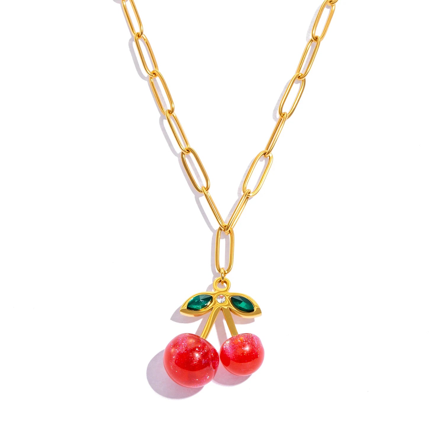 PInk Cherry Pendant Necklace