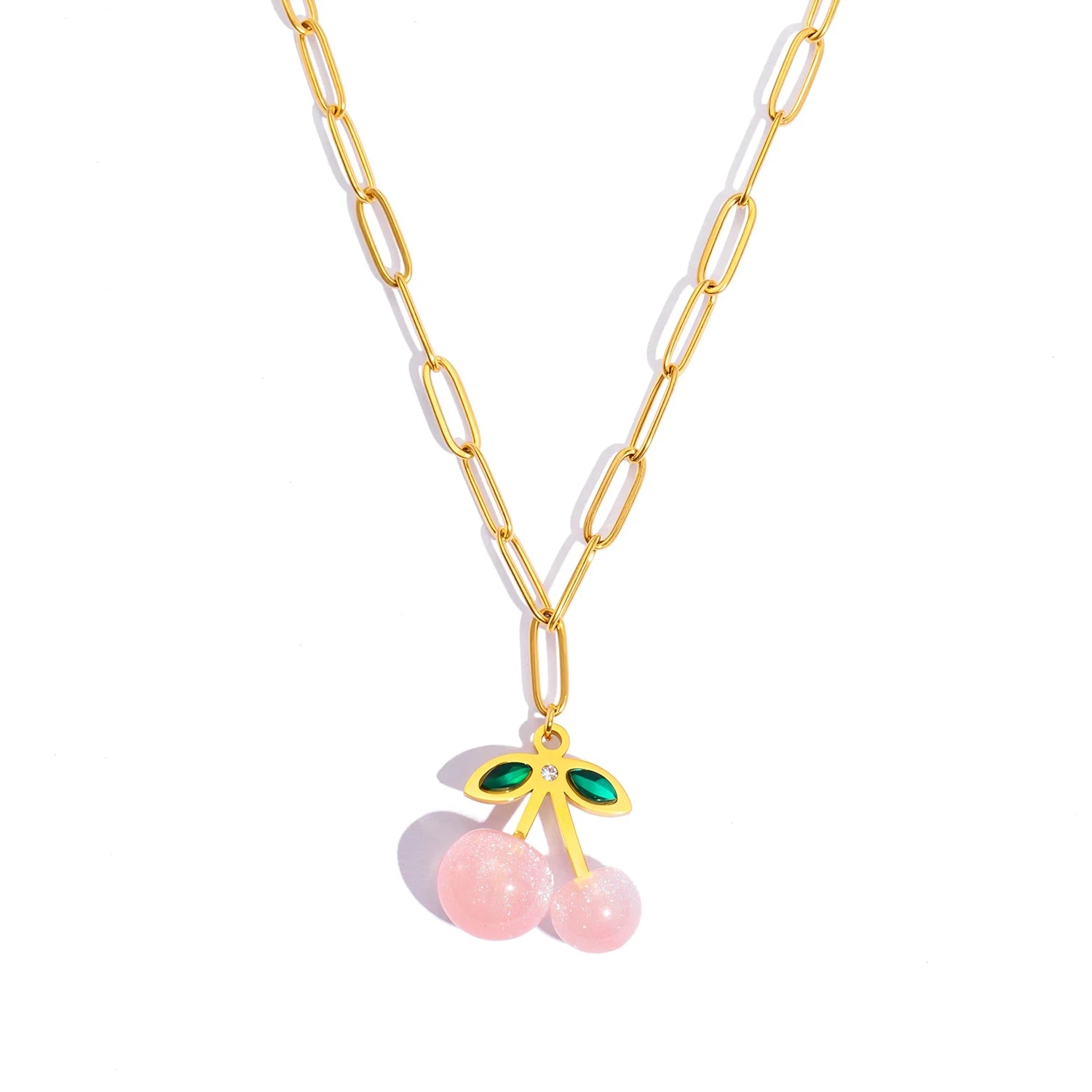 PInk Cherry Pendant Necklace